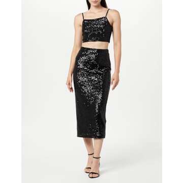 The Drop Women's Bianca Sequin Midi Skirt