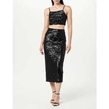 The Drop Women's Bianca Sequin Midi Skirt