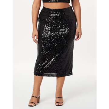 The Drop Women's Bianca Sequin Midi Skirt