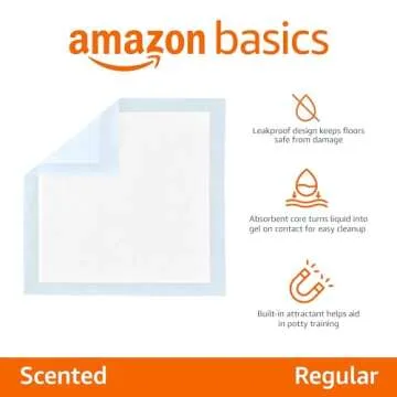 Amazon Basics Absorbent Puppy Pads for Potty Training and Incontinence, 5-Layer Leak-Proof Design, Q...