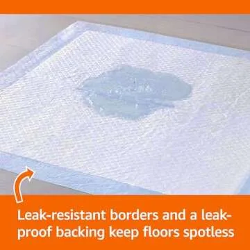 Amazon Basics Absorbent Puppy Pads for Potty Training and Incontinence, 5-Layer Leak-Proof Design, Quick-Dry Surface, Regular Size, 22 x 22 Inch, Scented, Pack of 100, Blue & White