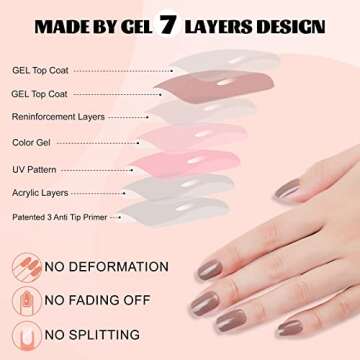 Short Press on Nails Brown Square, Glossy Acrylic Solid Fake Nails Natural, 24pcs False Nails with Designs, Glue on Nails Art Kit for Women