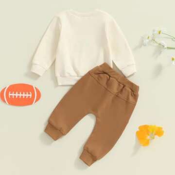 FYBITBO Infant Toddler Baby Boy Fall Clothes On Sundays We Watch Football Sweatshirt Outfit Long Sleeve Shirt and Pants Set (Football Outfits, 2-3T)