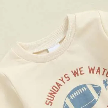 FYBITBO Infant Toddler Baby Boy Fall Clothes On Sundays We Watch Football Sweatshirt Outfit Long Sleeve Shirt and Pants Set (Football Outfits, 2-3T)