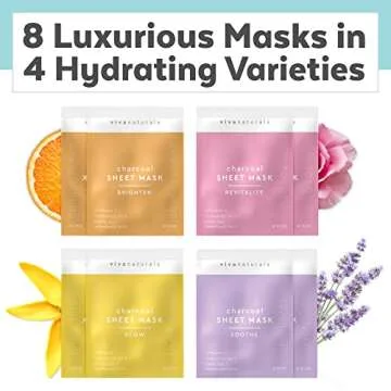 Viva Naturals Charcoal Face Mask Set - 8 Pack for Radiant Skin