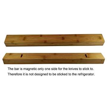Eco friendly Bamboo wood magnetic knife holder, 17 inch knife strip or bar in gift box. Premium Presents brand.
