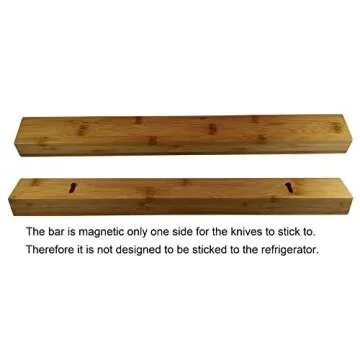 Eco friendly Bamboo wood magnetic knife holder, 17 inch knife strip or bar in gift box. Premium Presents brand.
