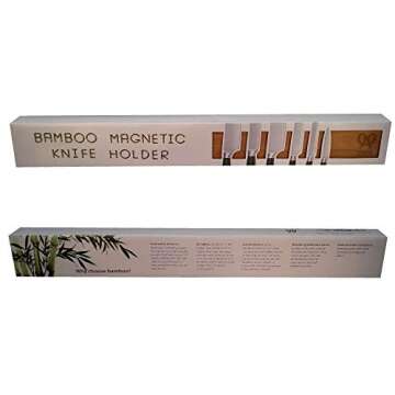 Eco friendly Bamboo wood magnetic knife holder, 17 inch knife strip or bar in gift box. Premium Presents brand.