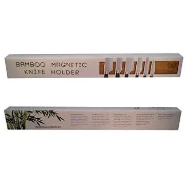 Eco friendly Bamboo wood magnetic knife holder, 17 inch knife strip or bar in gift box. Premium Presents brand.