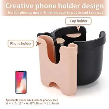 Accmor Stroller Cup Holder with Phone Holder, Bike Cup Holder, Universal Cup Holder for Uppababy Nuna Doona Strollers, 2-in-1 Cup Phone Holder for Stroller, Bike, Wheelchair, Walker, Scooter