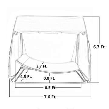 Abba Patio Outdoor Swing Hammock with Mosquito Net, Canopy Swing Bed for Patio, Porch, Backyard, 8'L x 5'W x 7'H, Chocolate