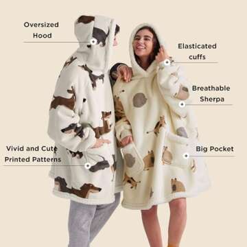 Bedsure Sherpa Wearable Blanket Hoodie for All Ages