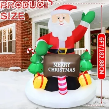 2025 6FT Inflatable Santa with LED Lights for Christmas