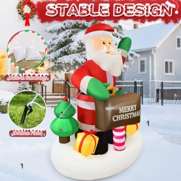 2025 6FT Inflatable Santa with LED Lights for Christmas