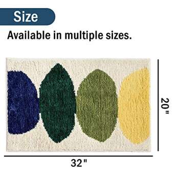 Tiita Leaves Microfiber Non-Slip Bath and Shower Mat 20x32 Inch Bath Rugs for Bathroom Decoration Machine Washable Shower Rug, Lemon Beige