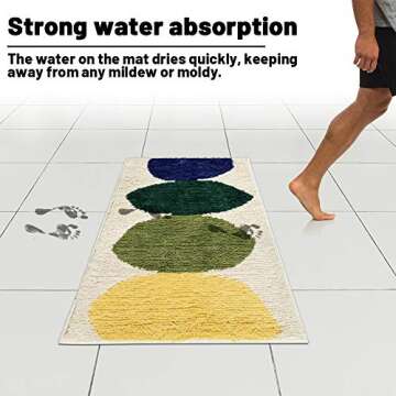 Tiita Leaves Microfiber Non-Slip Bath and Shower Mat 20x32 Inch Bath Rugs for Bathroom Decoration Machine Washable Shower Rug, Lemon Beige