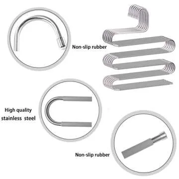 Pants Hangers Non Slip Space Saving Hangers 6 Pack S-Shape Trousers Hangers Stainless Steel Clothes Hangers Closet Organizer for Pants Jeans Scarf Trouser Tie Towel(6 Pack Gray)