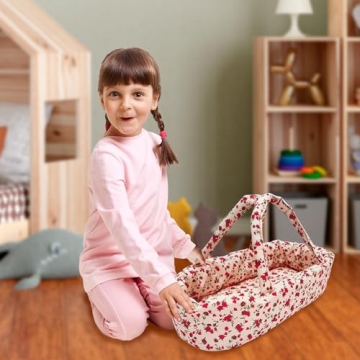 Baby Doll Stroller Play Set, 3-in-1 Babydoll Stroller with Removable Bassinet Baby Carriage for Dolls Toy Doll Stroller for Toddlers 3-4 Years, (Floral)