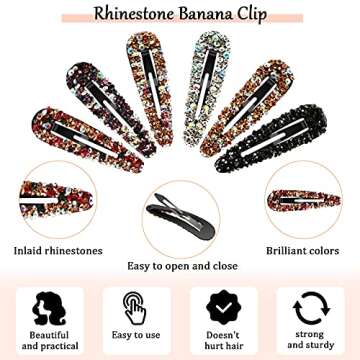 Chuangdi 12 Pieces Rhinestone Hair Clip, AB Crystal Metal Hair Clips, Crystal Hairpins Wedding Decorative Hair Clips Hair Accessories for Women Girls