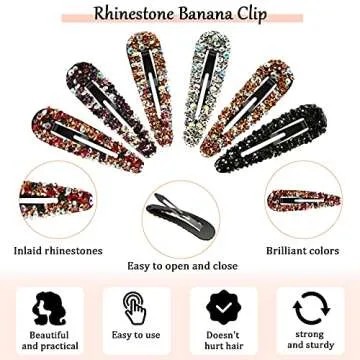 Chuangdi 12 Pieces Rhinestone Hair Clip, AB Crystal Metal Hair Clips, Crystal Hairpins Wedding Decorative Hair Clips Hair Accessories for Women Girls