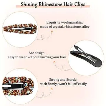 Chuangdi 12 Pieces Rhinestone Hair Clip, AB Crystal Metal Hair Clips, Crystal Hairpins Wedding Decorative Hair Clips Hair Accessories for Women Girls