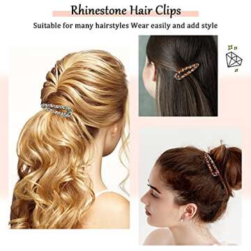 Chuangdi 12 Pieces Rhinestone Hair Clip, AB Crystal Metal Hair Clips, Crystal Hairpins Wedding Decorative Hair Clips Hair Accessories for Women Girls