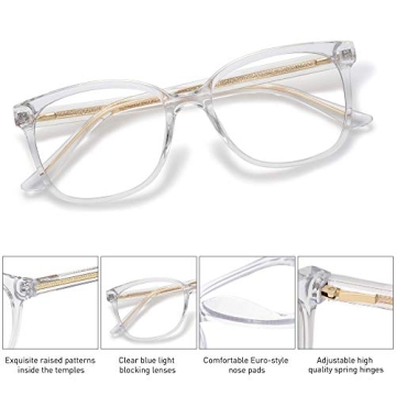 Stylish SOJOS Clear Blue Light Glasses with Rococo Design