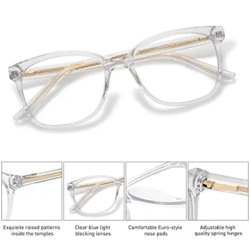 Stylish SOJOS Clear Blue Light Glasses with Rococo Design