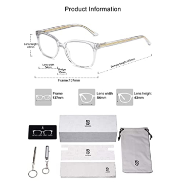 Stylish SOJOS Clear Blue Light Glasses with Rococo Design