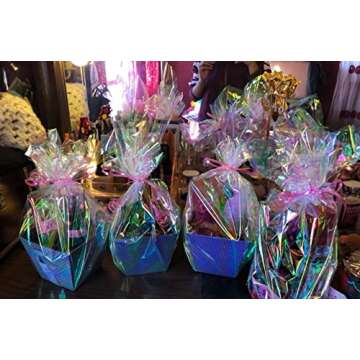 shareluck Iridescent Cellophane Wrap Rainbow Wrapping Film for Gift Baskets
