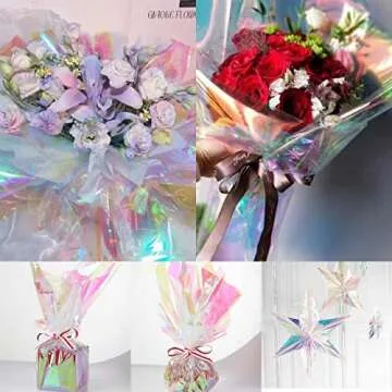 Vibrant Iridescent Cellophane Wrap for Gifts and Crafts