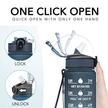 Hyeta 32 oz Water Bottles with Times to Drink and Straw, Motivational Water Bottle with Time Marker, Leakproof, Drinking Sports Water Bottle for Fitness, Gym and Outdoor