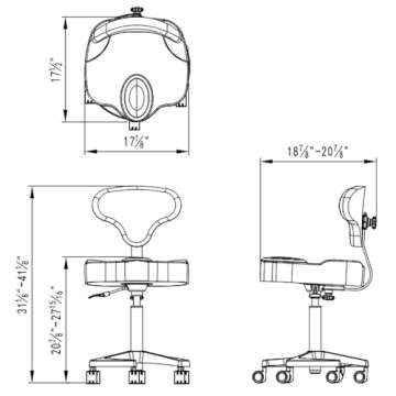 Dir Medical Stool Adjustable All Purpose Roller Stool Salon and Spa Stool with Backrest Adjustments ...