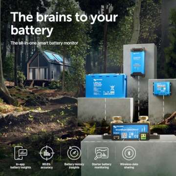 Victron Energy SmartShunt Battery Monitor (Bluetooth) - Victron Smart Shunt - 6.5V-70V, 500 amp