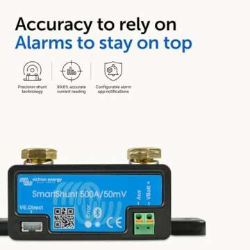 Victron Energy SmartShunt Battery Monitor (Bluetooth) - Victron Smart Shunt - 6.5V-70V, 500 amp
