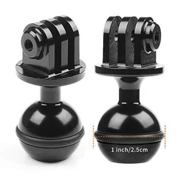 D&F 1 inch Aluminum Ball Mount Tripod Ballhead Adapter with 3/8'' Screw Hole Compatible for AKASO YI and Other Action Camera (2pcs)
