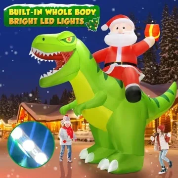 zukakii 9x8FT Inflatable Christmas Dinosaur Decoration