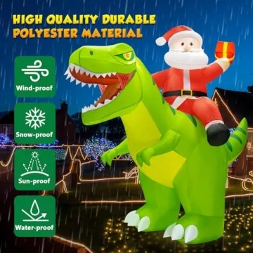 zukakii 9x8FT Inflatable Christmas Dinosaur Decoration