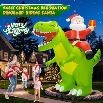 zukakii 9x8FT Inflatable Christmas Dinosaur Decoration