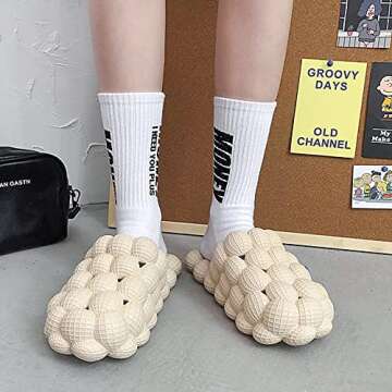 Massage Bubble Slides Slippers for Women Men,Mukinrch Funny Lychee Non-slip Spa Slippers,Gym House Slippers Shower Bedroom Slippers, Soft Pillow Stress Relief Slide,Reflexology Sandals for Ladies slides