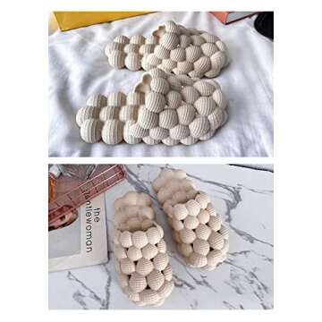 Massage Bubble Slides Slippers for Women Men,Mukinrch Funny Lychee Non-slip Spa Slippers,Gym House Slippers Shower Bedroom Slippers, Soft Pillow Stress Relief Slide,Reflexology Sandals for Ladies slides