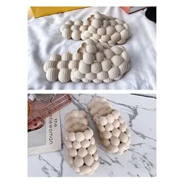 Massage Bubble Slides Slippers for Women Men,Mukinrch Funny Lychee Non-slip Spa Slippers,Gym House Slippers Shower Bedroom Slippers, Soft Pillow Stress Relief Slide,Reflexology Sandals for Ladies slides