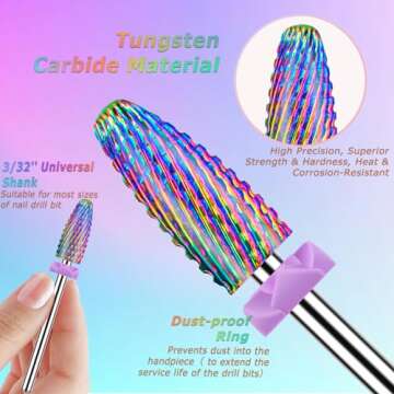 10Pcs Nail Drill Bits Sets, Depvko Professional Tungsten Carbide Drill Bit for Nails, 3/32 inch Elec...
