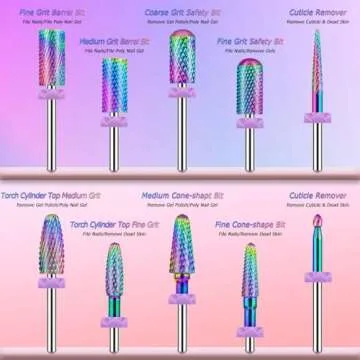 10Pcs Nail Drill Bits Sets, Depvko Professional Tungsten Carbide Drill Bit for Nails, 3/32 inch Electric Bits Acrylic Gel Nails Polishing Cuticle Remover Tools for Manicure Pedicure Salon Home