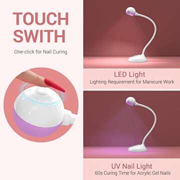 MelodySusie 2 in 1 Gel X Lamp, Pro09M Cordless Gooseneck UV Lamp for Gel x Nails Rechargable LED Nail Lamp Light for Gel Polish,Touch Switch Flash Cure Light for Nail Extension Art Home Salon Manicure