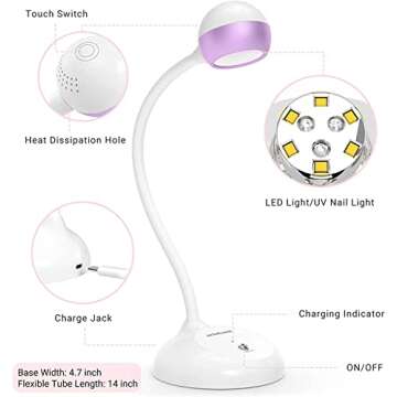 MelodySusie 2 in 1 Gel X Lamp, Pro09M Cordless Gooseneck UV Lamp for Gel x Nails Rechargable LED Nail Lamp Light for Gel Polish,Touch Switch Flash Cure Light for Nail Extension Art Home Salon Manicure
