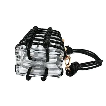 DJBM Clear Acrylic Clutch with Rhinestones for Parties
