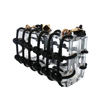 DJBM Clear Acrylic Clutch with Rhinestones for Parties