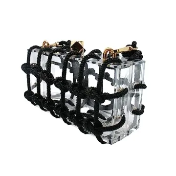 DJBM Clear Acrylic Clutch with Rhinestones for Parties