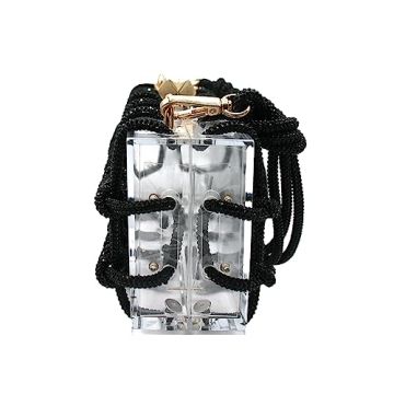 DJBM Clear Acrylic Clutch with Rhinestones for Parties